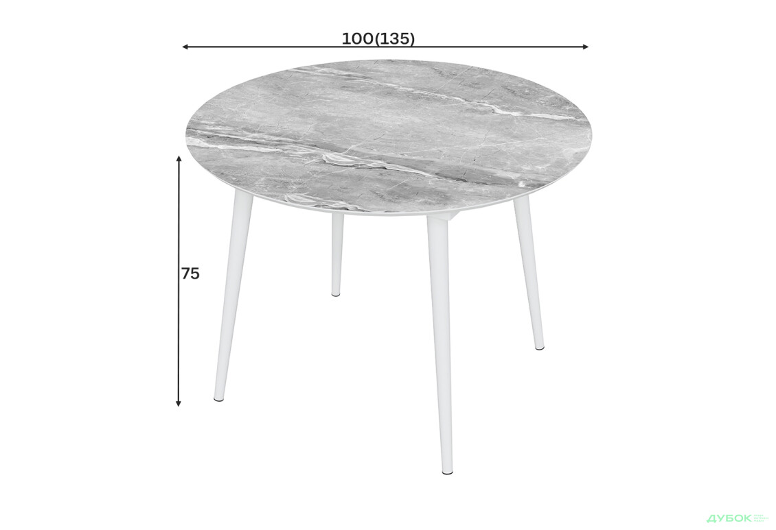 Зображення 4 - Стіл кухонний Jam Oliver розкладний 100 / 135 см, білий / скло діамант 78 М