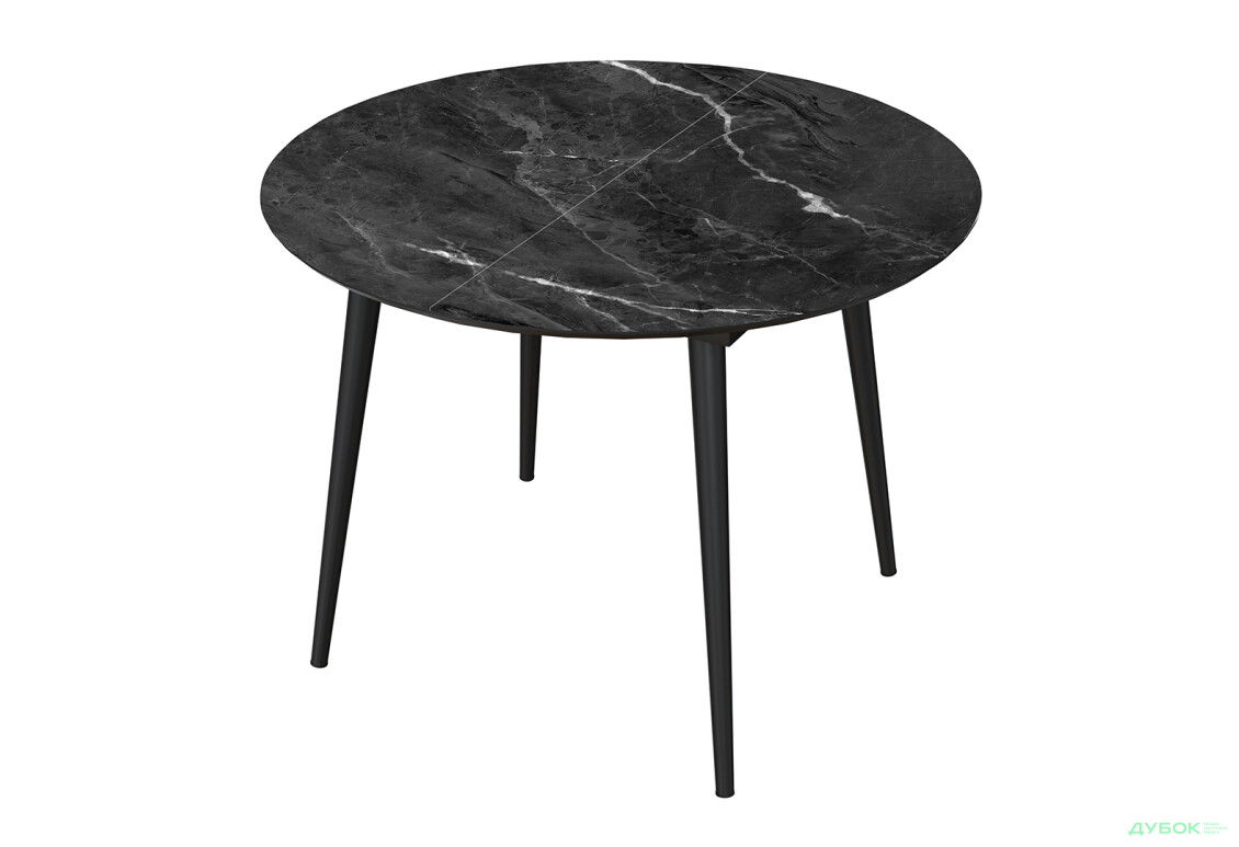 Стіл кухонний Jam Oliver розкладний 100 / 135 см, чорний / скло діамант 87 М