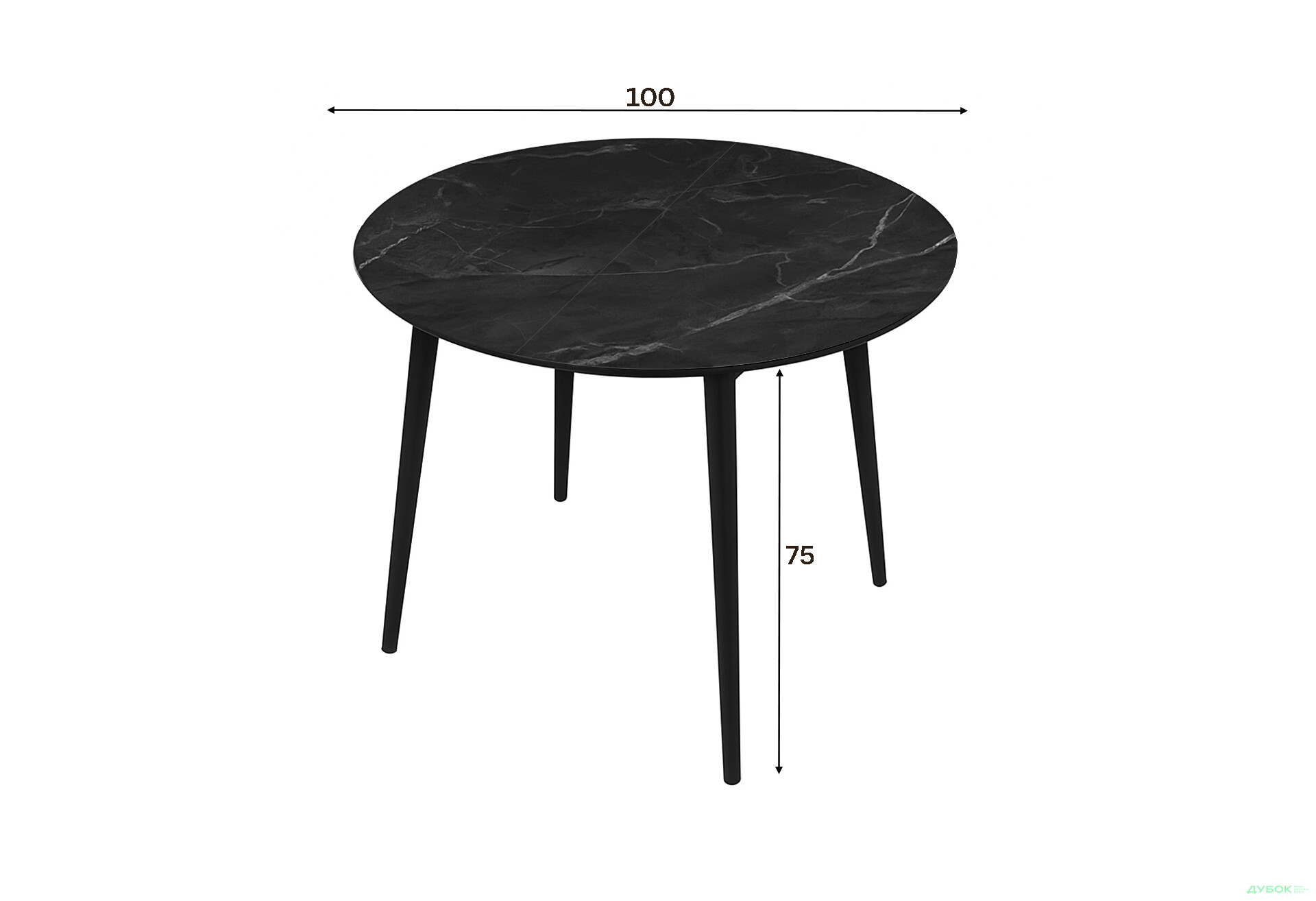 Зображення 3 - Стіл кухонний Jam Oliver розкладний 100 / 135 см, чорний / скло діамант 87 М