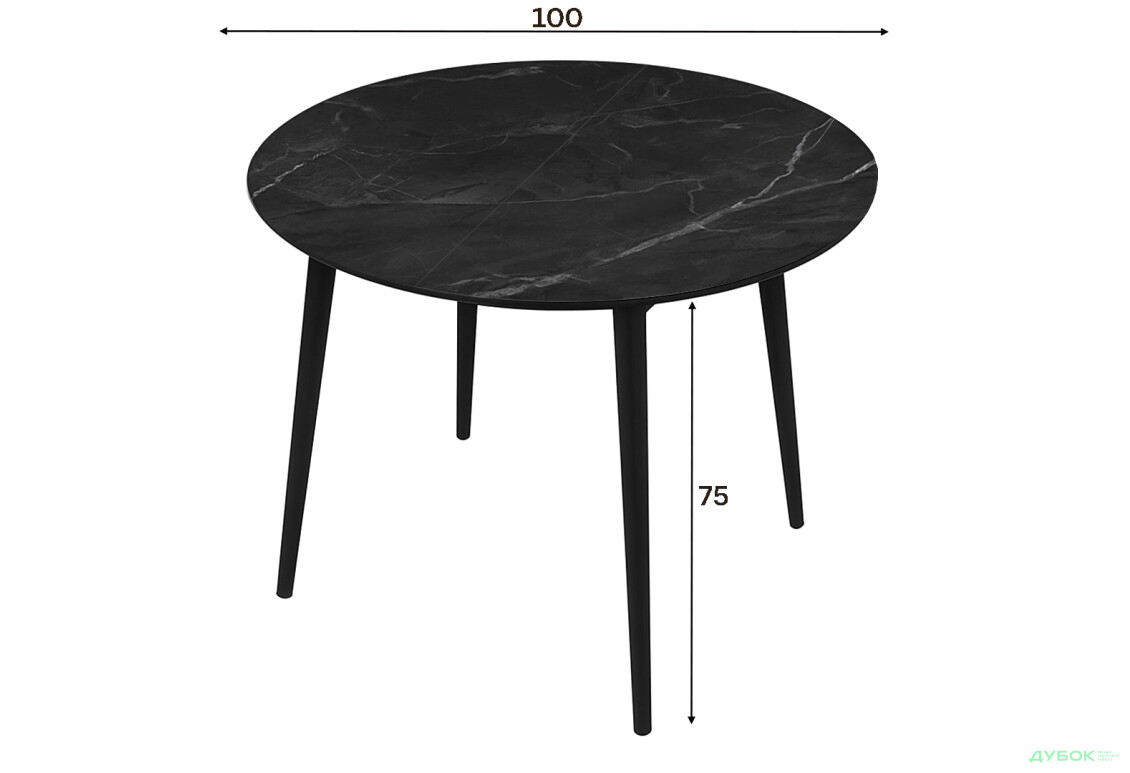 Зображення 3 - Стіл кухонний Jam Oliver розкладний 100 / 135 см, чорний / скло діамант 87 М