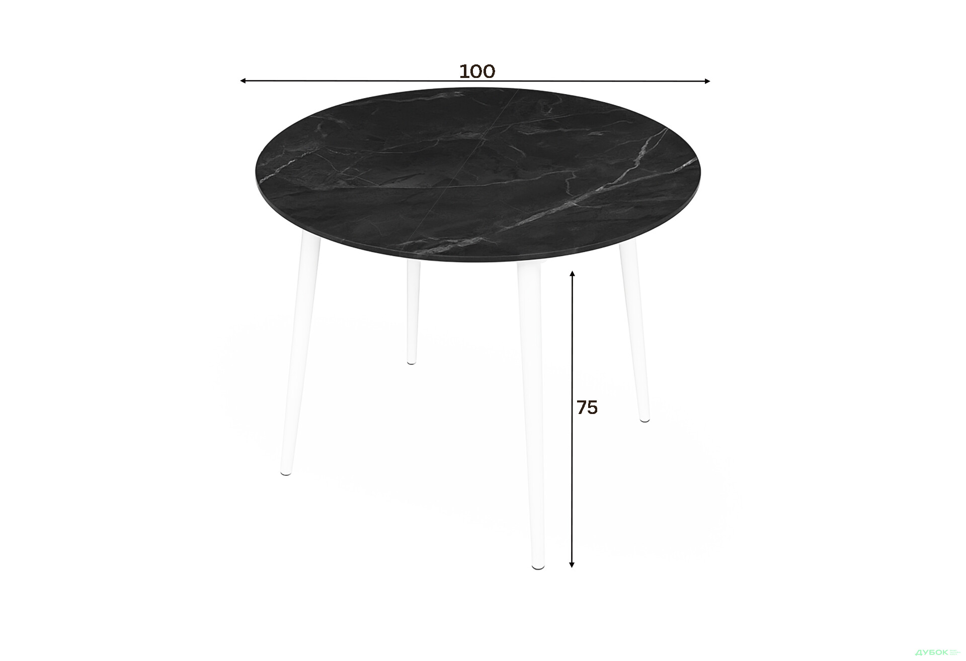 Зображення 3 - Стіл кухонний Jam Oliver розкладний 100 / 135 см, білий / скло діамант 87 М