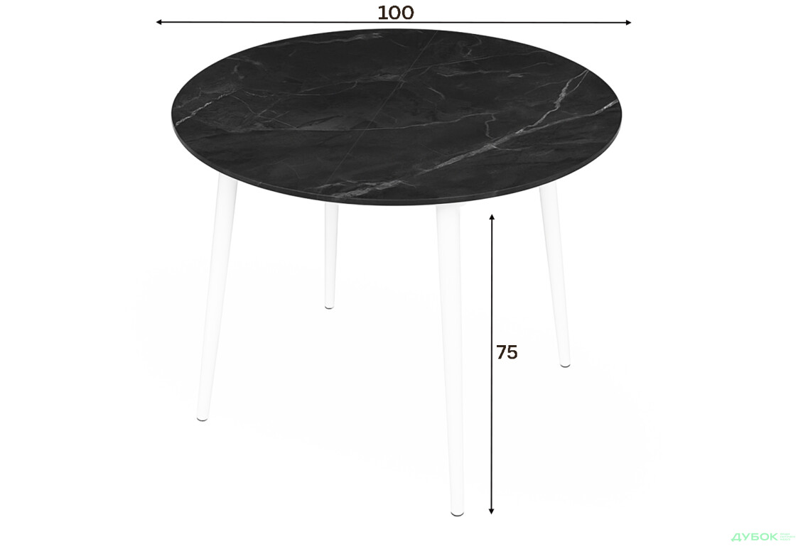 Зображення 3 - Стіл кухонний Jam Oliver розкладний 100 / 135 см, білий / скло діамант 87 М