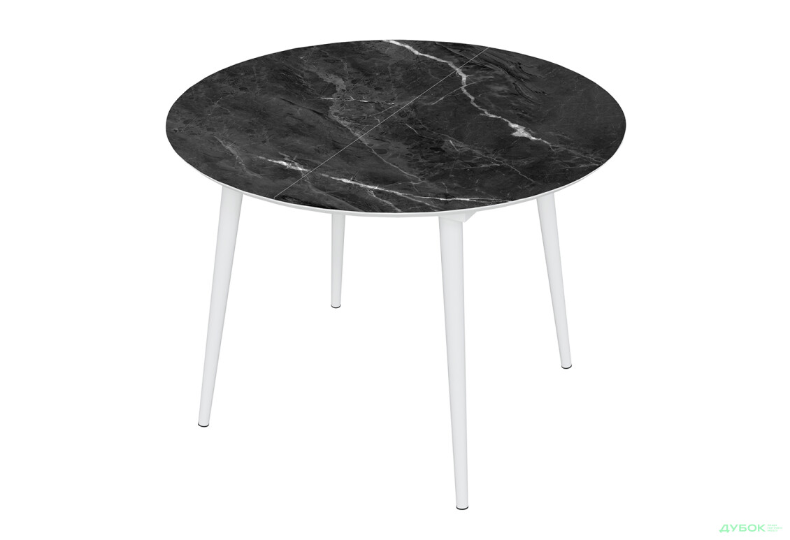 Стіл кухонний Jam Oliver розкладний 100 / 135 см, білий / скло діамант 87 М