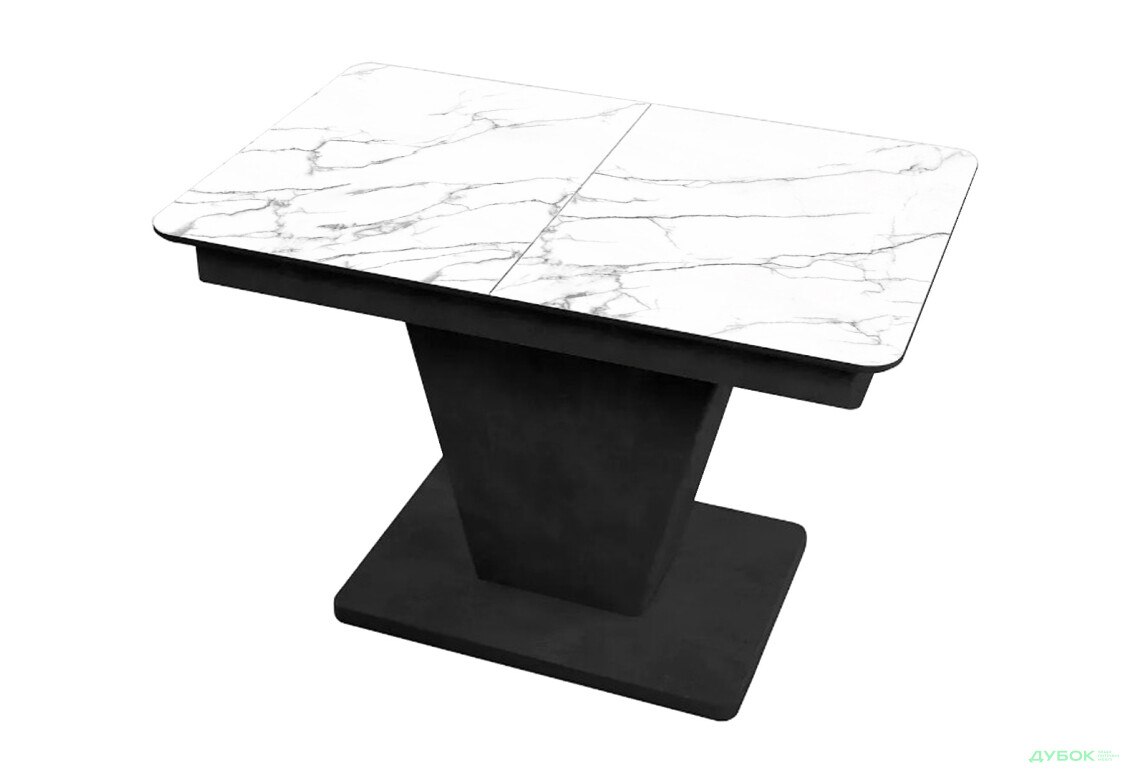 Стіл кухонний Jam Slide / Слайд розкладний 120 / 160 см, бетон чорний / скло діамант 66 М