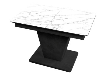 Стіл кухонний Jam Slide / Слайд розкладний 120 / 160 см, бетон чорний / скло діамант 66 М