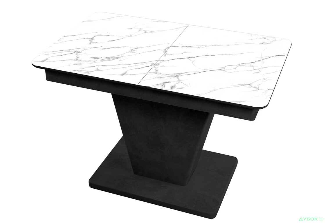 Стіл кухонний Jam Slide / Слайд розкладний 120 / 160 см, бетон чорний / скло діамант 66 М