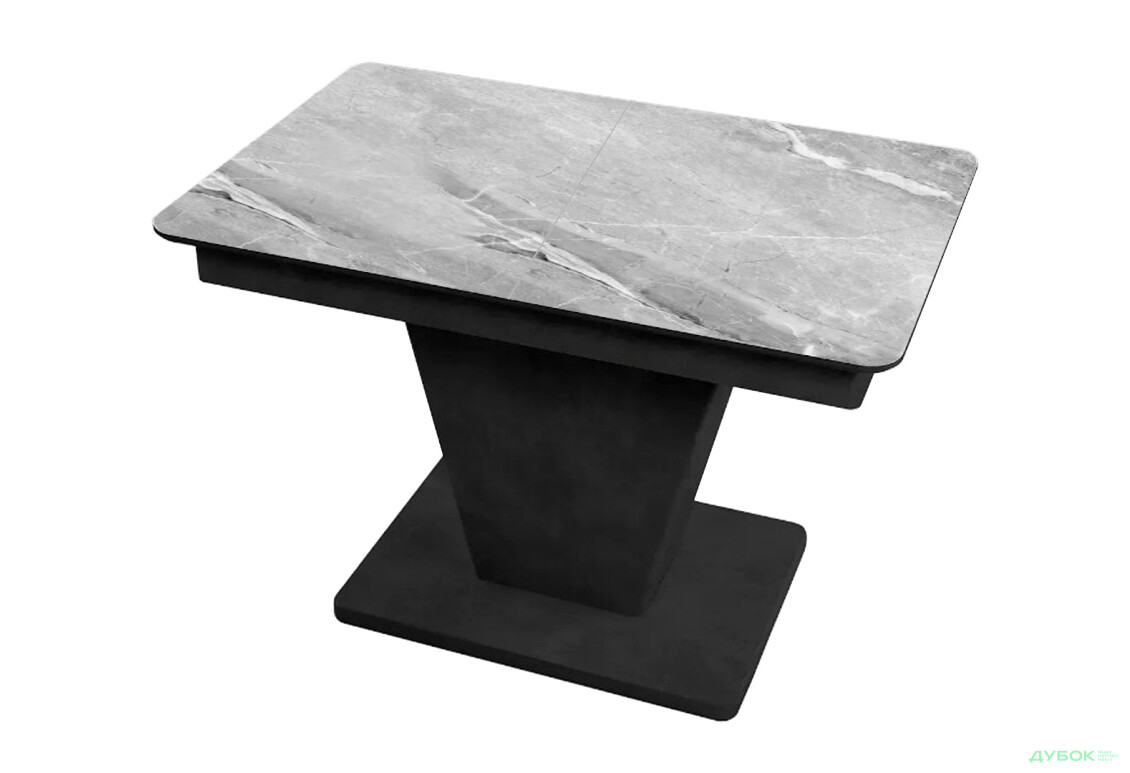 Стіл кухонний Jam Slide / Слайд розкладний 120 / 160 см, бетон чорний / скло діамант 78 М