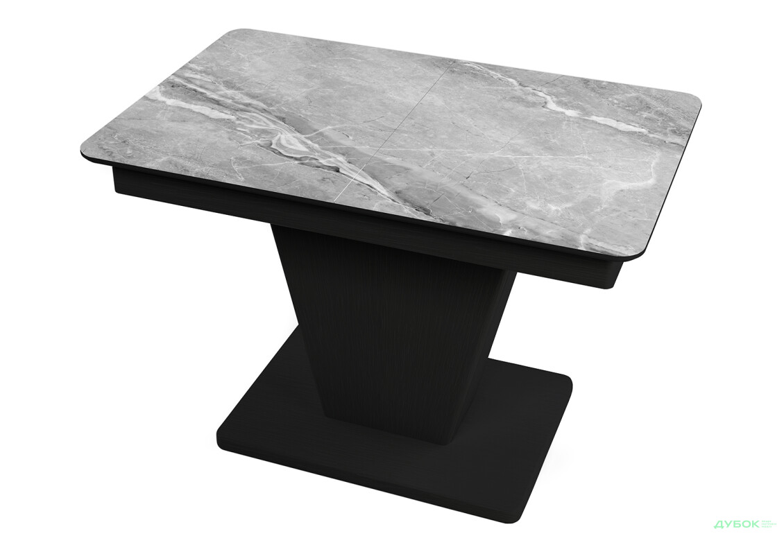 Стіл кухонний Jam Slide / Слайд розкладний 120 / 160 см, бетон чорний / скло діамант 78 М