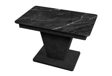 Стіл кухонний Jam Slide / Слайд розкладний 120 / 160 см, бетон чорний / скло діамант 87 М