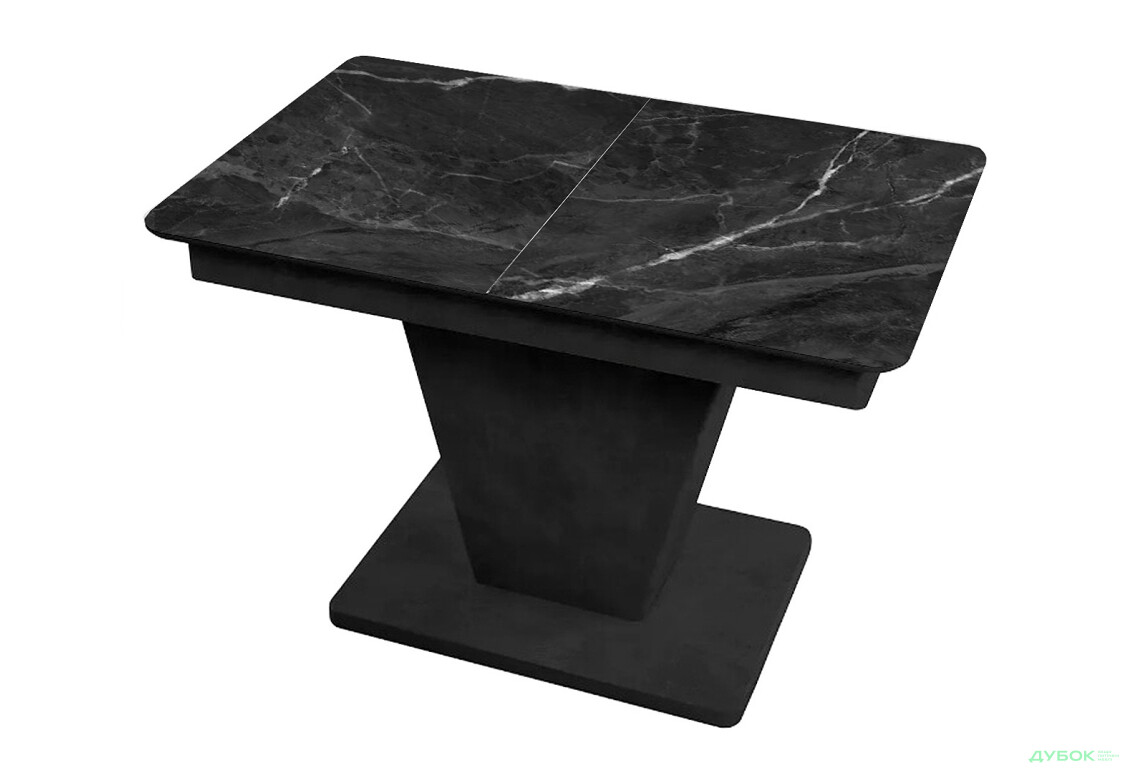 Стіл кухонний Jam Slide / Слайд розкладний 120 / 160 см, бетон чорний / скло діамант 87 М