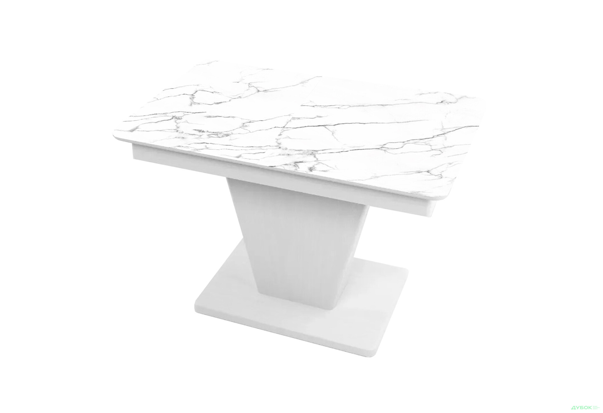 Зображення 1 - Стіл кухонний Jam Slide / Слайд розкладний 120 / 160 см, біле дерево / скло діамант 66 М