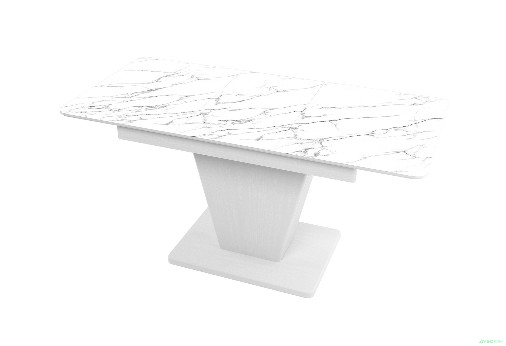 Зображення 2 - Стіл кухонний Jam Slide / Слайд розкладний 120 / 160 см, біле дерево / скло діамант 66 М