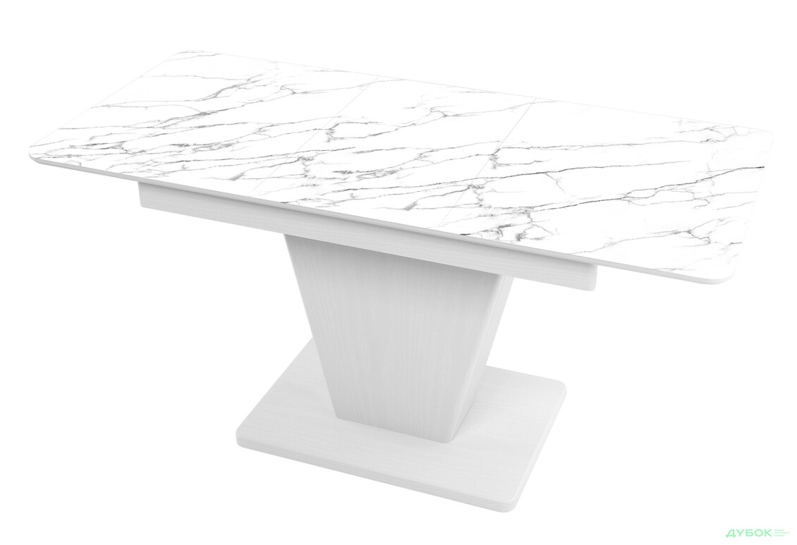 Зображення 2 - Стіл кухонний Jam Slide / Слайд розкладний 120 / 160 см, біле дерево / скло діамант 66 М