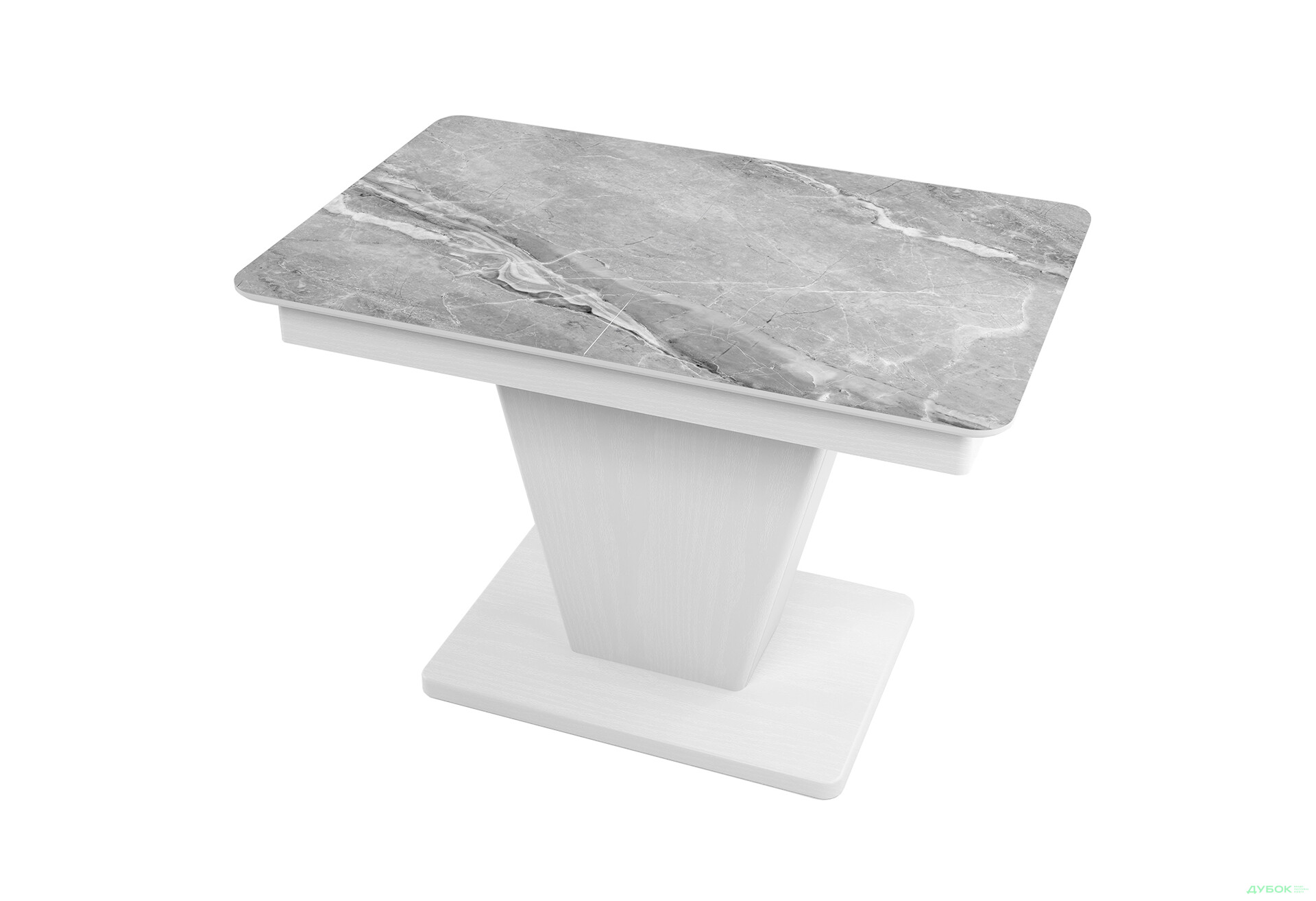 Зображення 1 - Стіл кухонний Jam Slide / Слайд розкладний 120 / 160 см, біле дерево / скло діамант 78 М