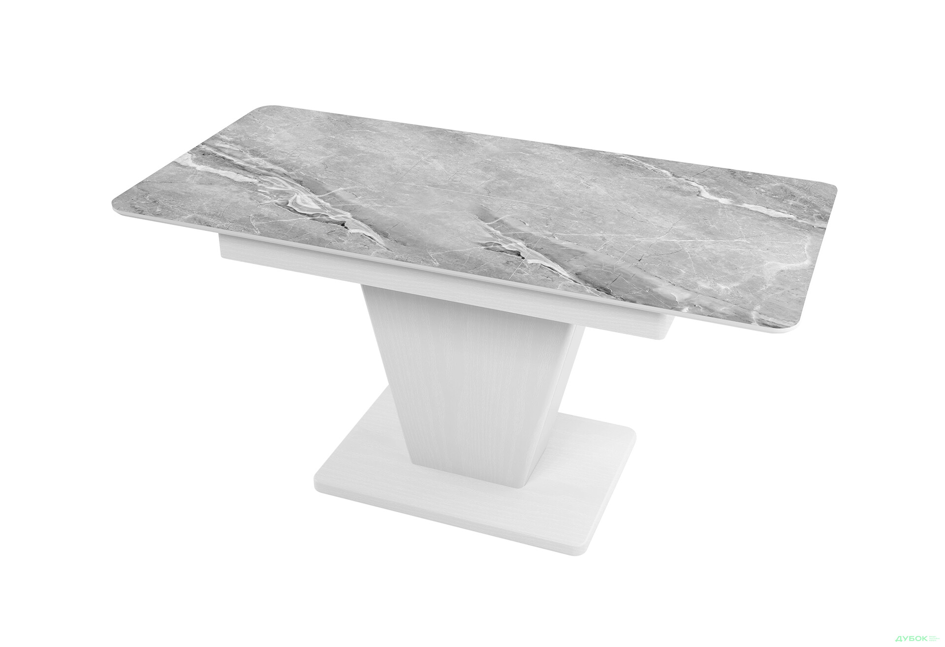 Зображення 2 - Стіл кухонний Jam Slide / Слайд розкладний 120 / 160 см, біле дерево / скло діамант 78 М