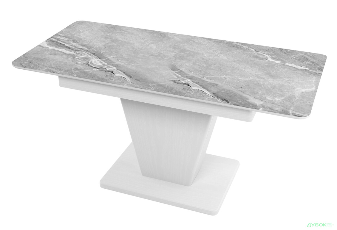 Зображення 2 - Стіл кухонний Jam Slide / Слайд розкладний 120 / 160 см, біле дерево / скло діамант 78 М