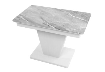 Стіл кухонний Jam Slide / Слайд розкладний 120 / 160 см, біле дерево / скло діамант 78 М