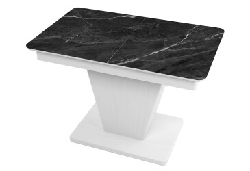 Стіл кухонний Jam Slide / Слайд розкладний 120 / 160 см, біле дерево / скло діамант 87 М