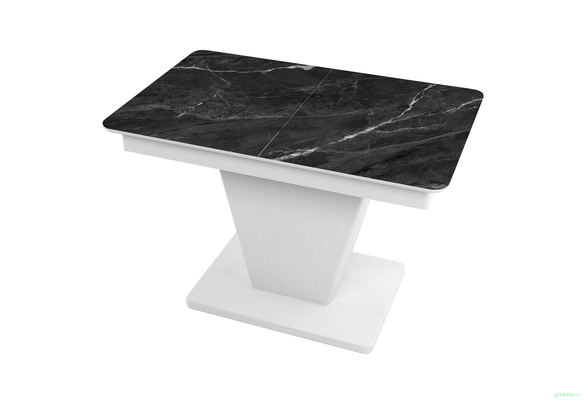 Зображення 1 - Стіл кухонний Jam Slide / Слайд розкладний 120 / 160 см, біле дерево / скло діамант 87 М