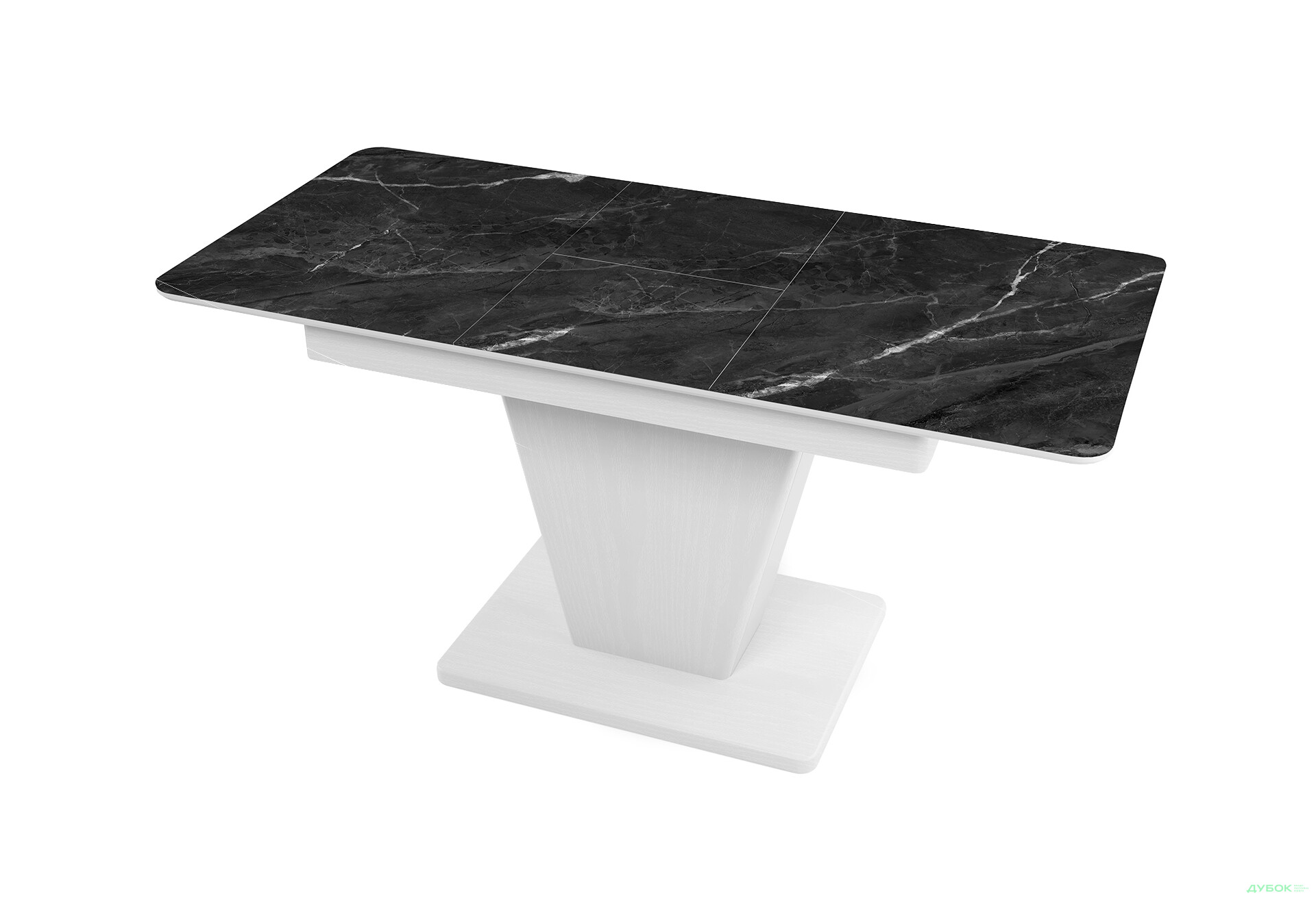 Зображення 2 - Стіл кухонний Jam Slide / Слайд розкладний 120 / 160 см, біле дерево / скло діамант 87 М