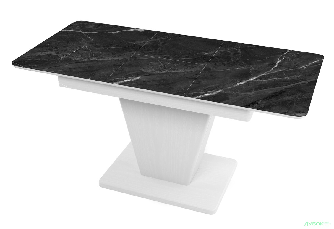 Зображення 2 - Стіл кухонний Jam Slide / Слайд розкладний 120 / 160 см, біле дерево / скло діамант 87 М