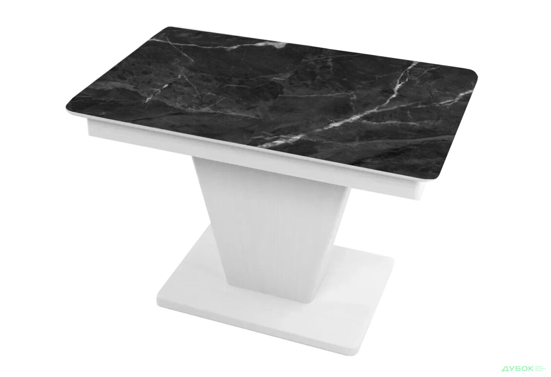 Стіл кухонний Jam Slide / Слайд розкладний 120 / 160 см, біле дерево / скло діамант 87 М