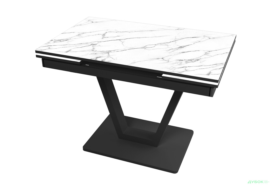 Стіл кухонний Jam Maxi V / Максі В розкладний 110 / 170 см, чорний / діамант 66 М