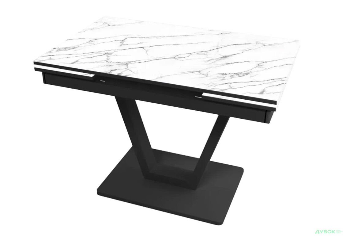 Стіл кухонний Jam Maxi V / Максі В розкладний 110 / 170 см, чорний / діамант 66 М