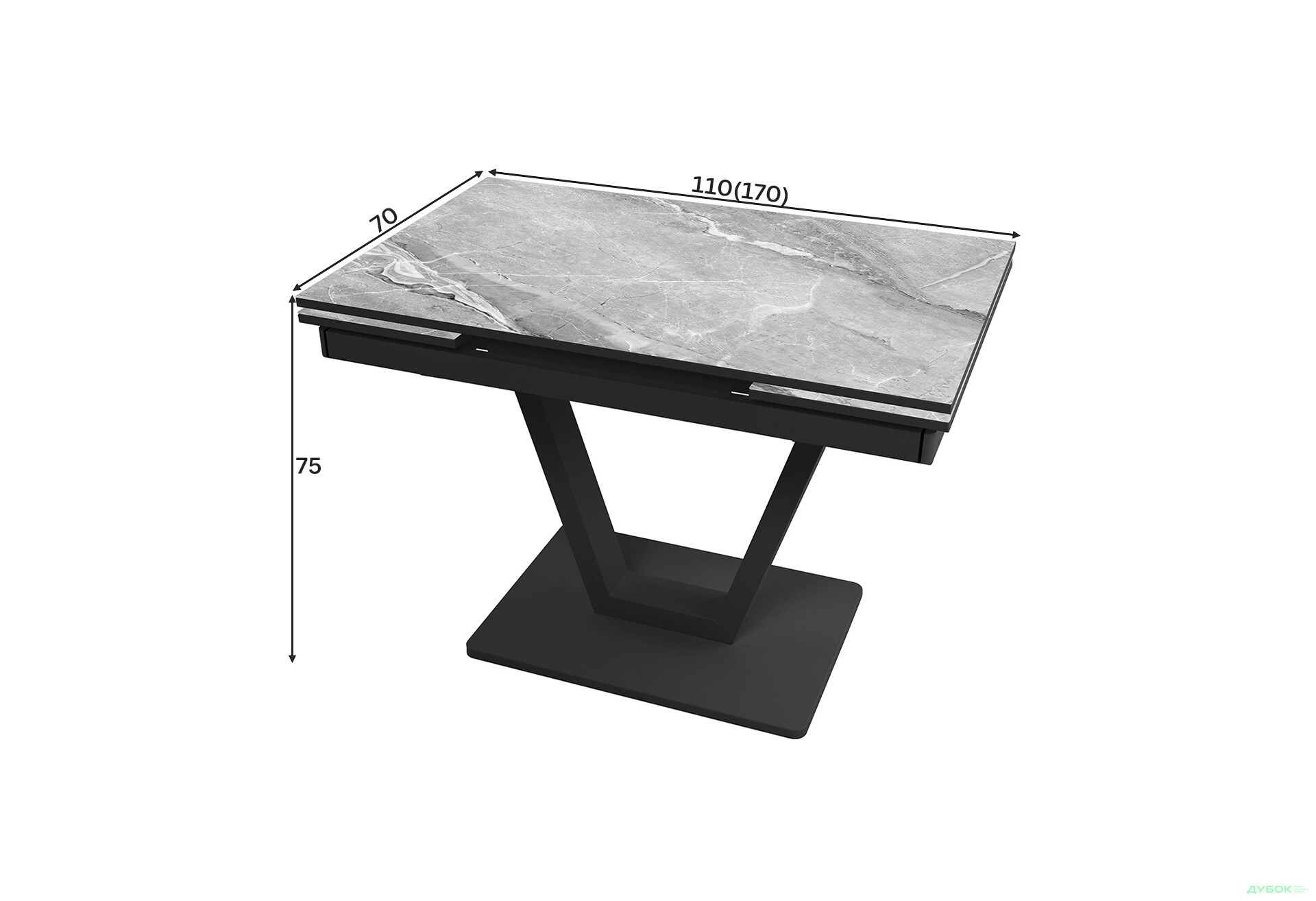 Изображение 4 - Стол кухонный Jam Maxi V / Максі В раскладной 110/170 см, черный / бриллиант 78 М