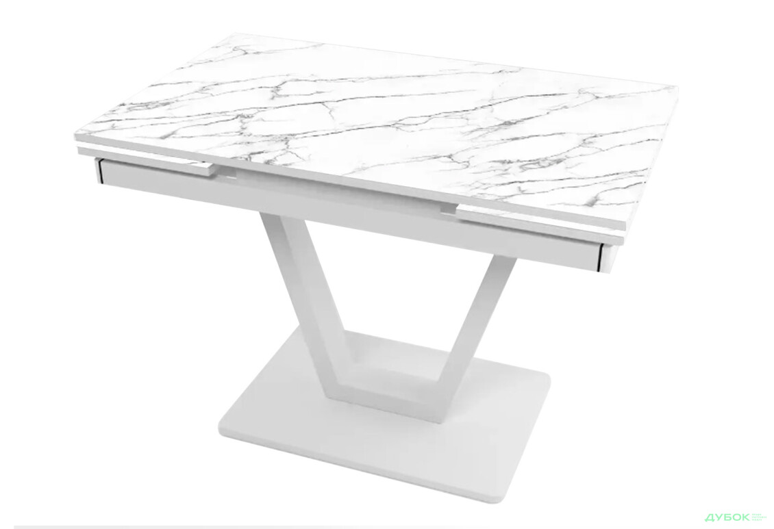 Стіл кухонний Jam Maxi V / Максі В розкладний 110 / 170 см, білий / діамант 66 М