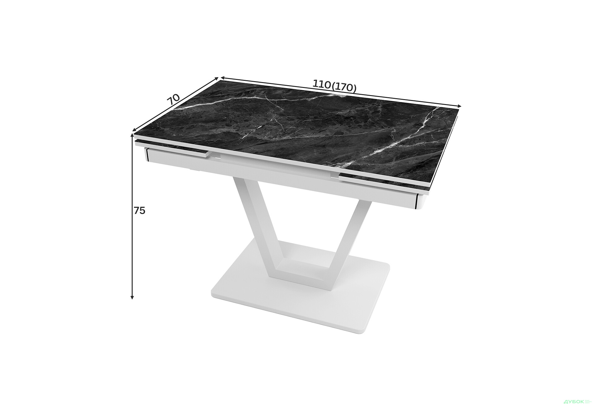 Изображение 4 - Стол кухонный Jam Maxi V / Максі В раскладной 110/170 см, белый / бриллиант 87 М