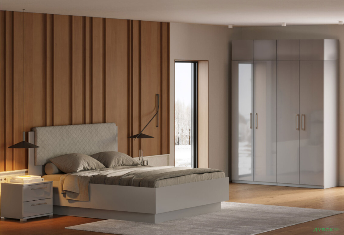 Изображение 2 - Спальня МироМарк Меги / Megy 4D с антресолями 160 см, глянец серый шиншилла