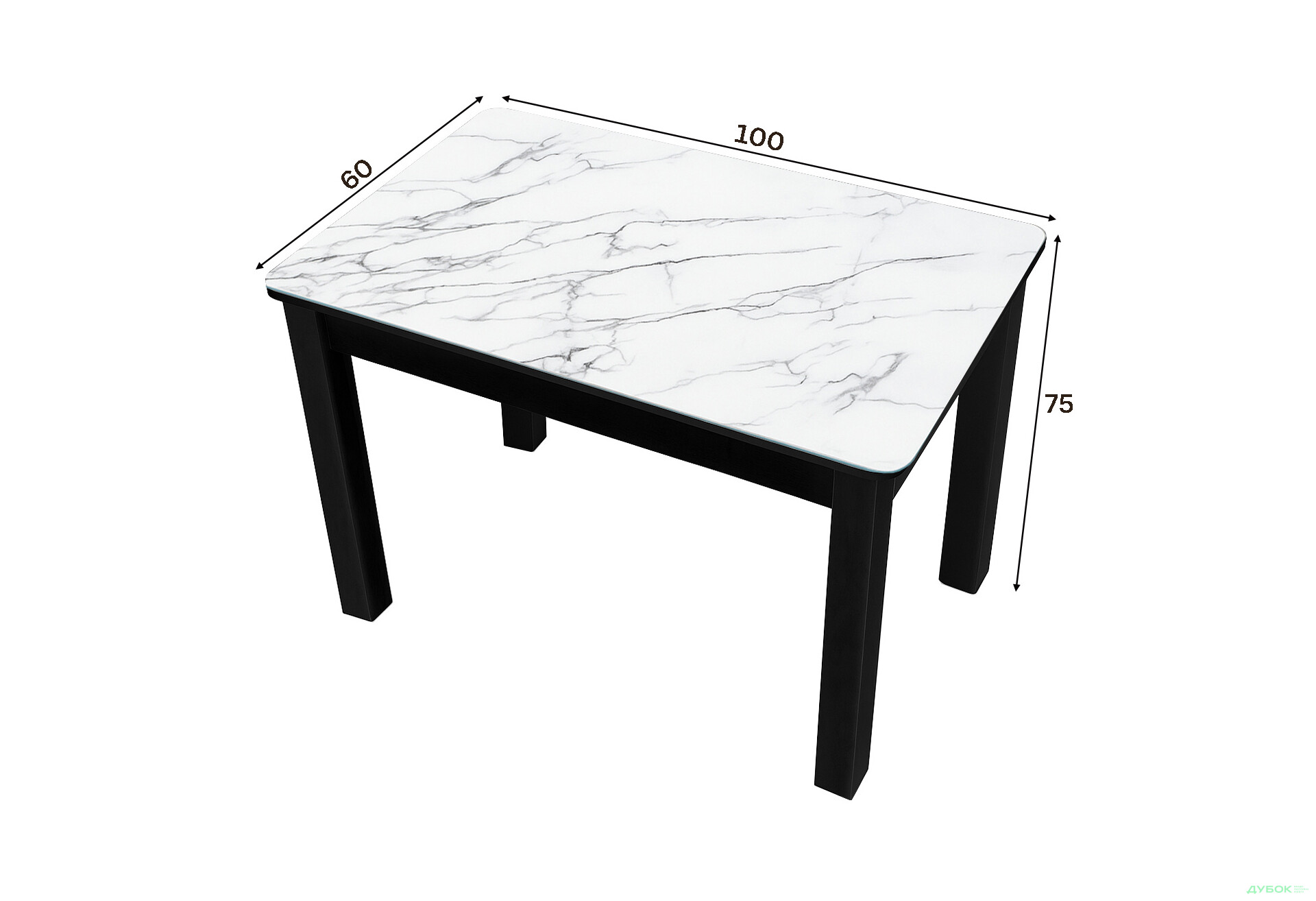 Зображення 2 - Стіл кухонний Jam Бостон 100 см, бетон чорний / скло діамант 66 М