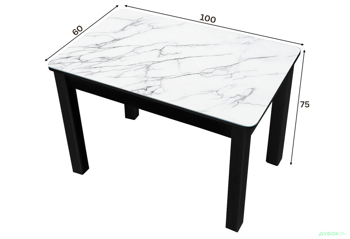 Зображення 2 - Стіл кухонний Jam Бостон 100 см, бетон чорний / скло діамант 66 М