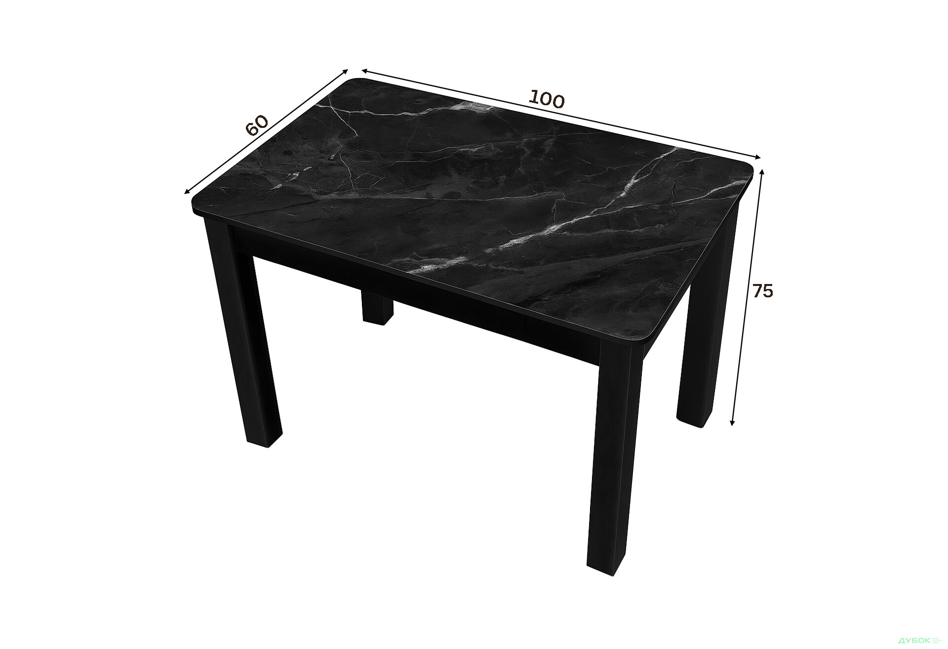 Зображення 2 - Стіл кухонний Jam Бостон 100 см, бетон чорний / скло діамант 87 М