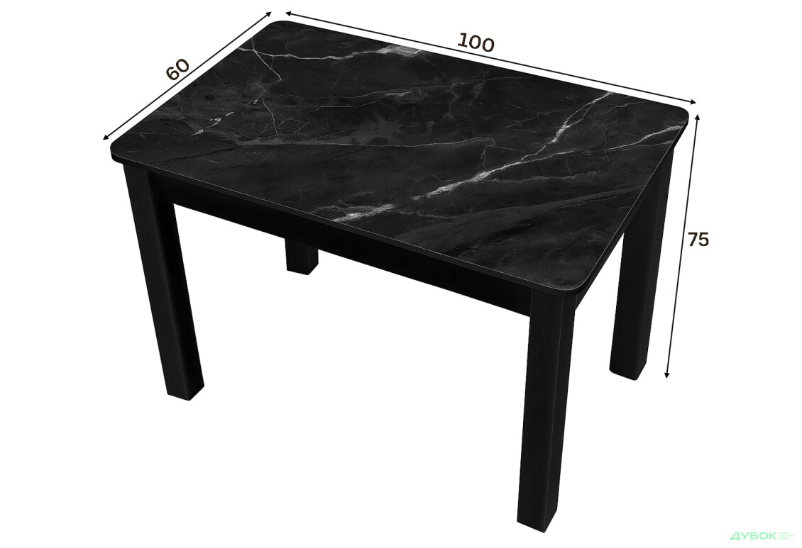 Зображення 2 - Стіл кухонний Jam Бостон 100 см, бетон чорний / скло діамант 87 М