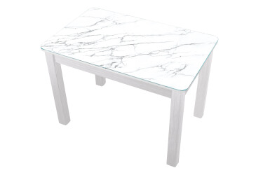 Стол кухонный Jam Бостон 100 см, белое дерево / стекло бриллиант 66 М