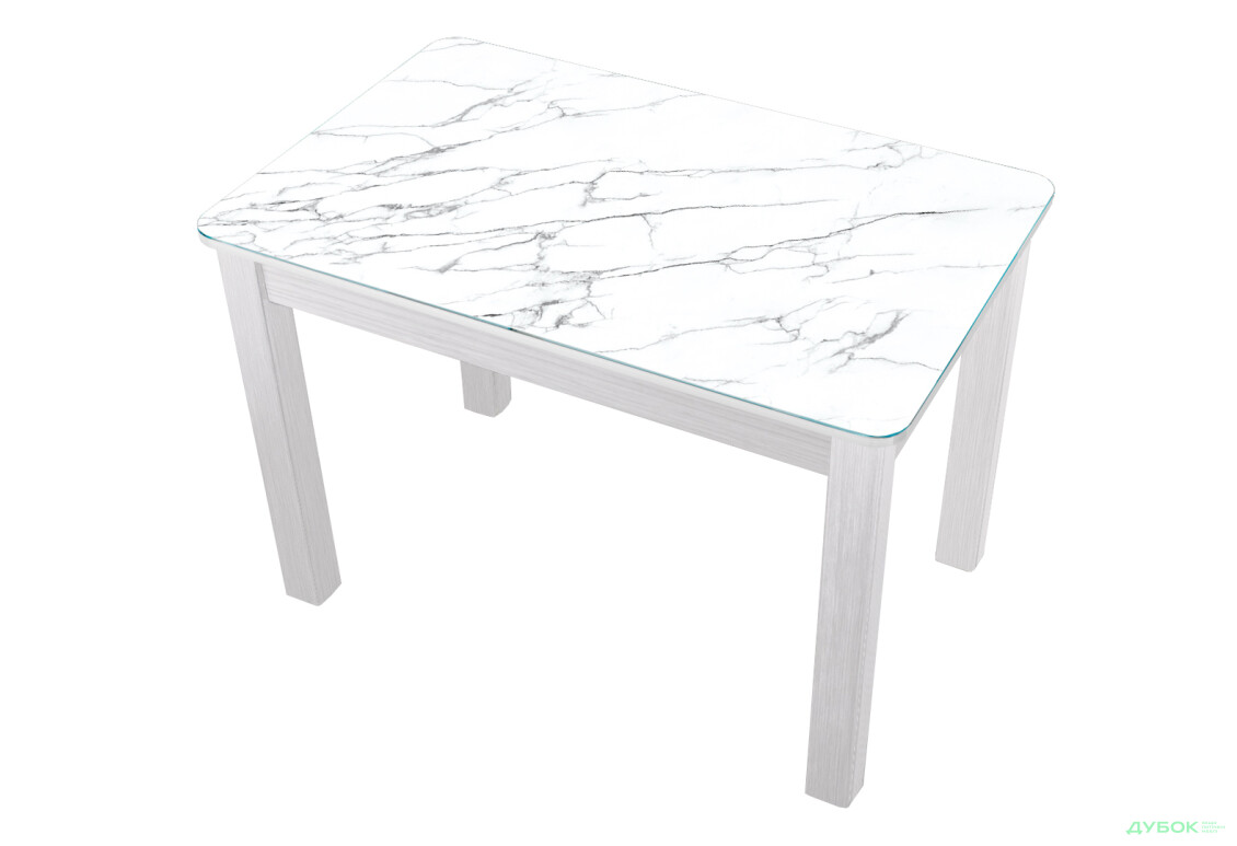 Стол кухонный Jam Бостон 100 см, белое дерево / стекло бриллиант 66 М