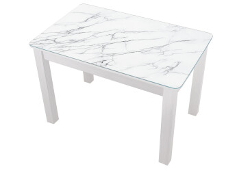 Стіл кухонний Jam Бостон 100 см, біле дерево / скло діамант 66 М