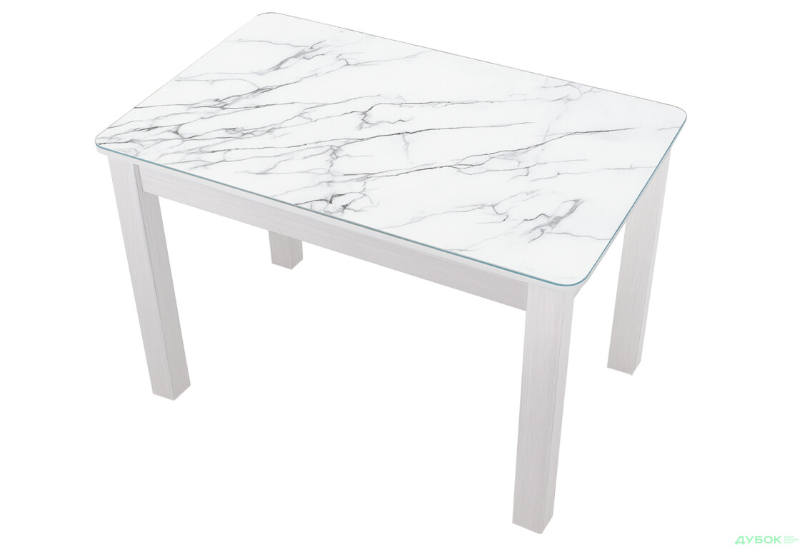 Стіл кухонний Jam Бостон 100 см, біле дерево / скло діамант 66 М