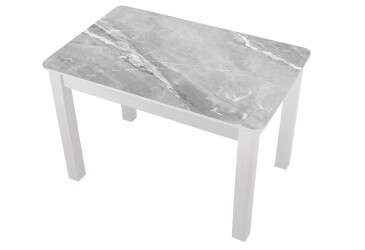 Стіл кухонний Jam Бостон 100 см, біле дерево / скло діамант 78 М