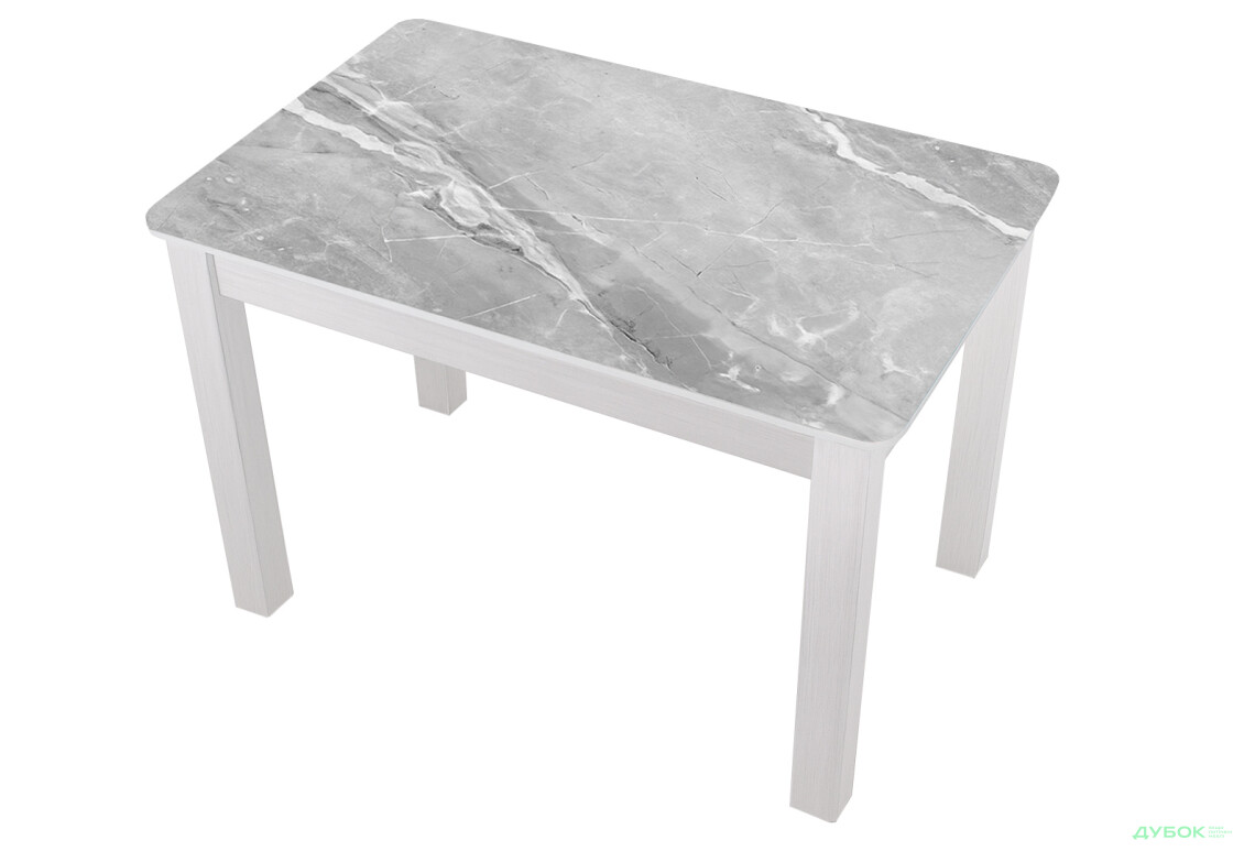 Стіл кухонний Jam Бостон 100 см, біле дерево / скло діамант 78 М