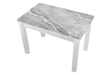 Стол кухонный Jam Бостон 100 см, белое дерево / стекло бриллиант 78 М