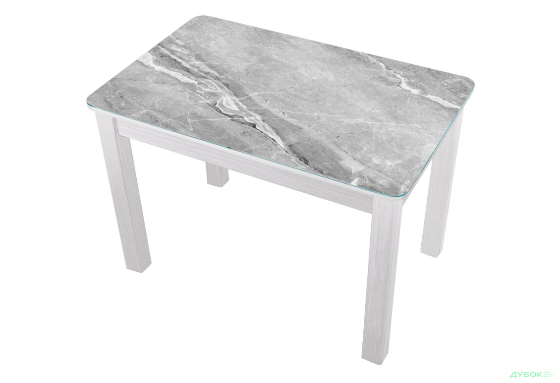 Стол кухонный Jam Бостон 100 см, белое дерево / стекло бриллиант 78 М