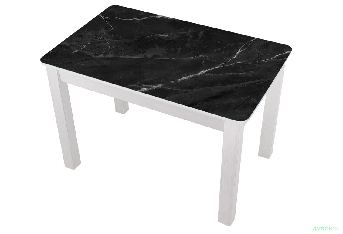 Стіл кухонний Jam Бостон 100 см, біле дерево / скло діамант 87 М