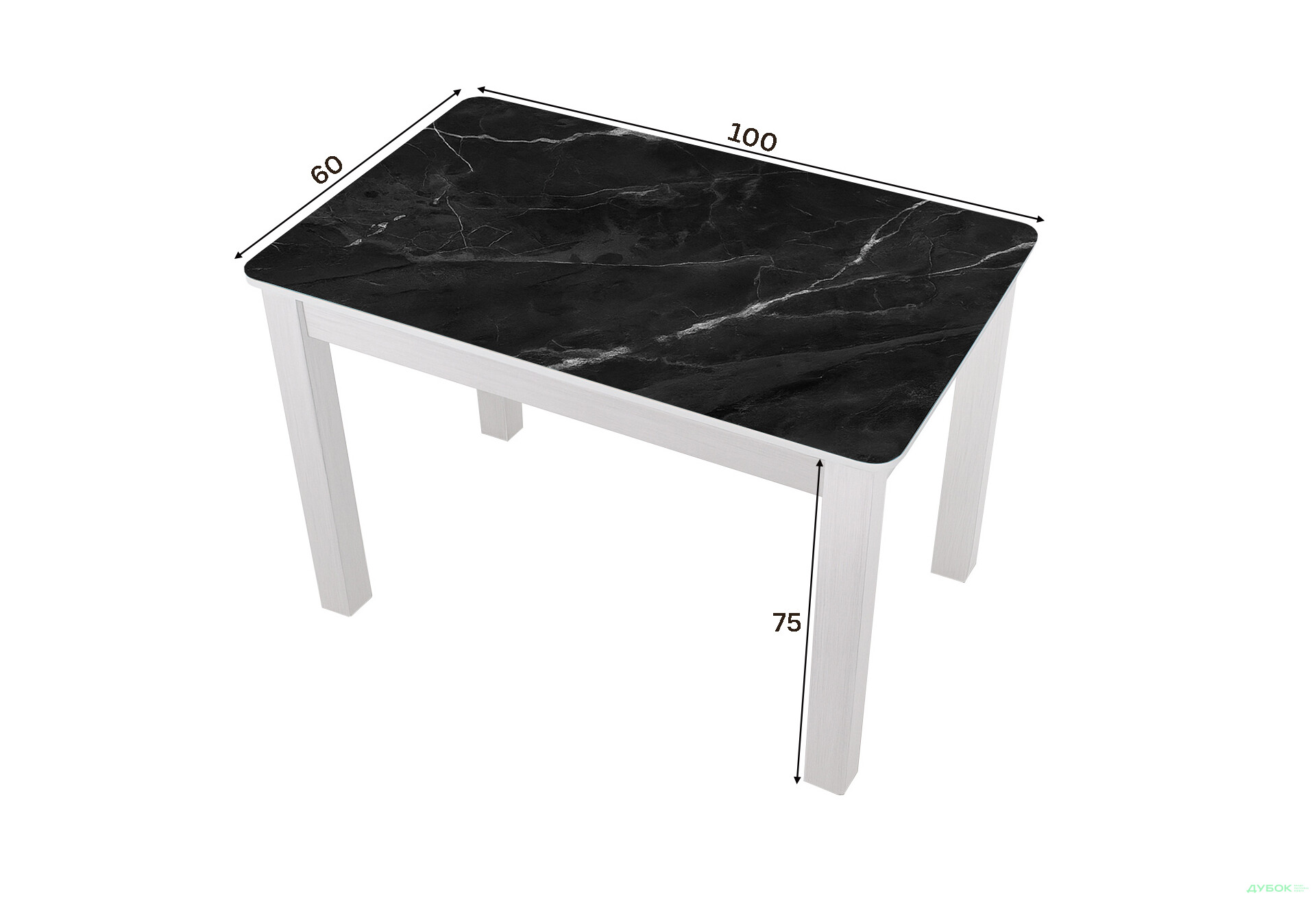 Зображення 2 - Стіл кухонний Jam Бостон 100 см, біле дерево / скло діамант 87 М