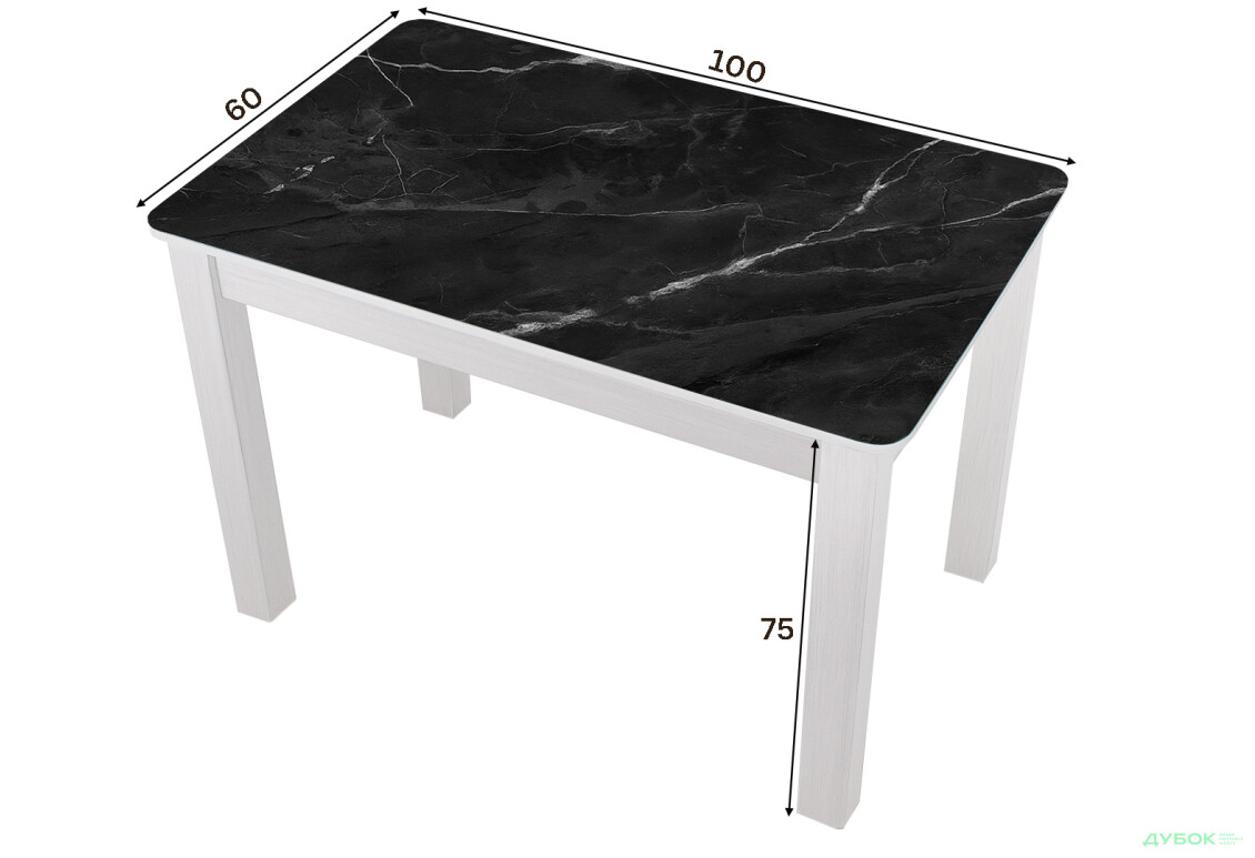 Зображення 2 - Стіл кухонний Jam Бостон 100 см, біле дерево / скло діамант 87 М