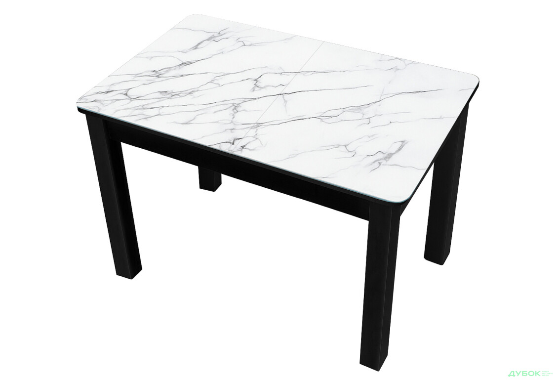 Стіл кухонний Jam Бостон А розкладний 120 / 155 см, бетон чорний / скло діамант 66 М