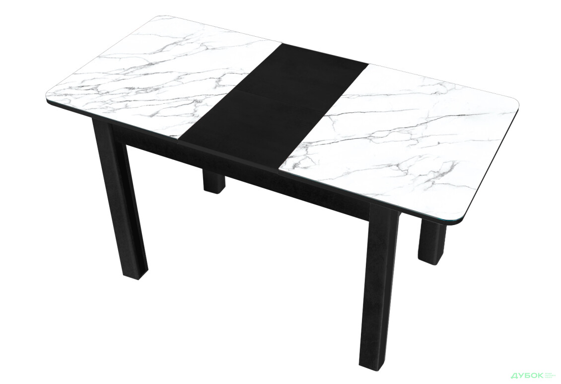 Зображення 2 - Стіл кухонний Jam Бостон А розкладний 120 / 155 см, бетон чорний / скло діамант 66 М