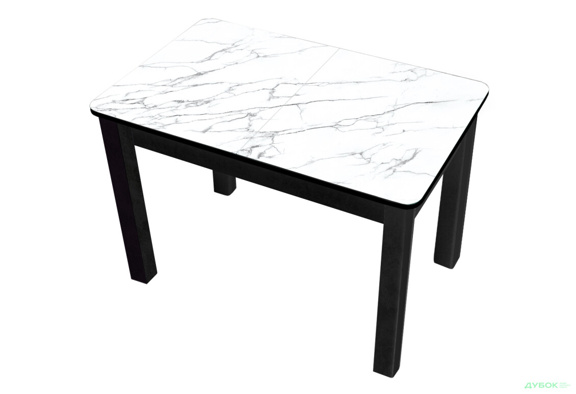 Стіл кухонний Jam Бостон А розкладний 120 / 155 см, бетон чорний / скло діамант 66 М